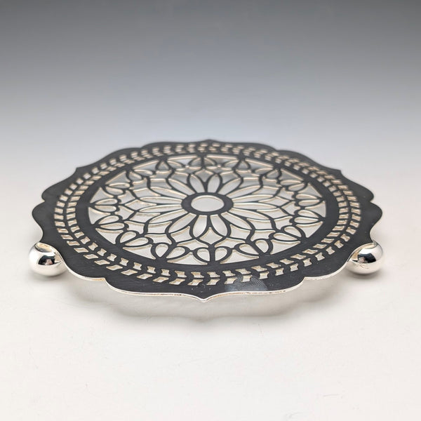 復古英國銀盤三腳架,Trivet,Man Co